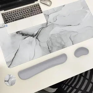 Marble Pattern Mouse Pad Set, Mouse Pad & Keyboard Wrist Rest & Mouse Pad & Coaster, Ergonomic Wrist Support for Home Office Gaming, Gaming Mouse Pads
