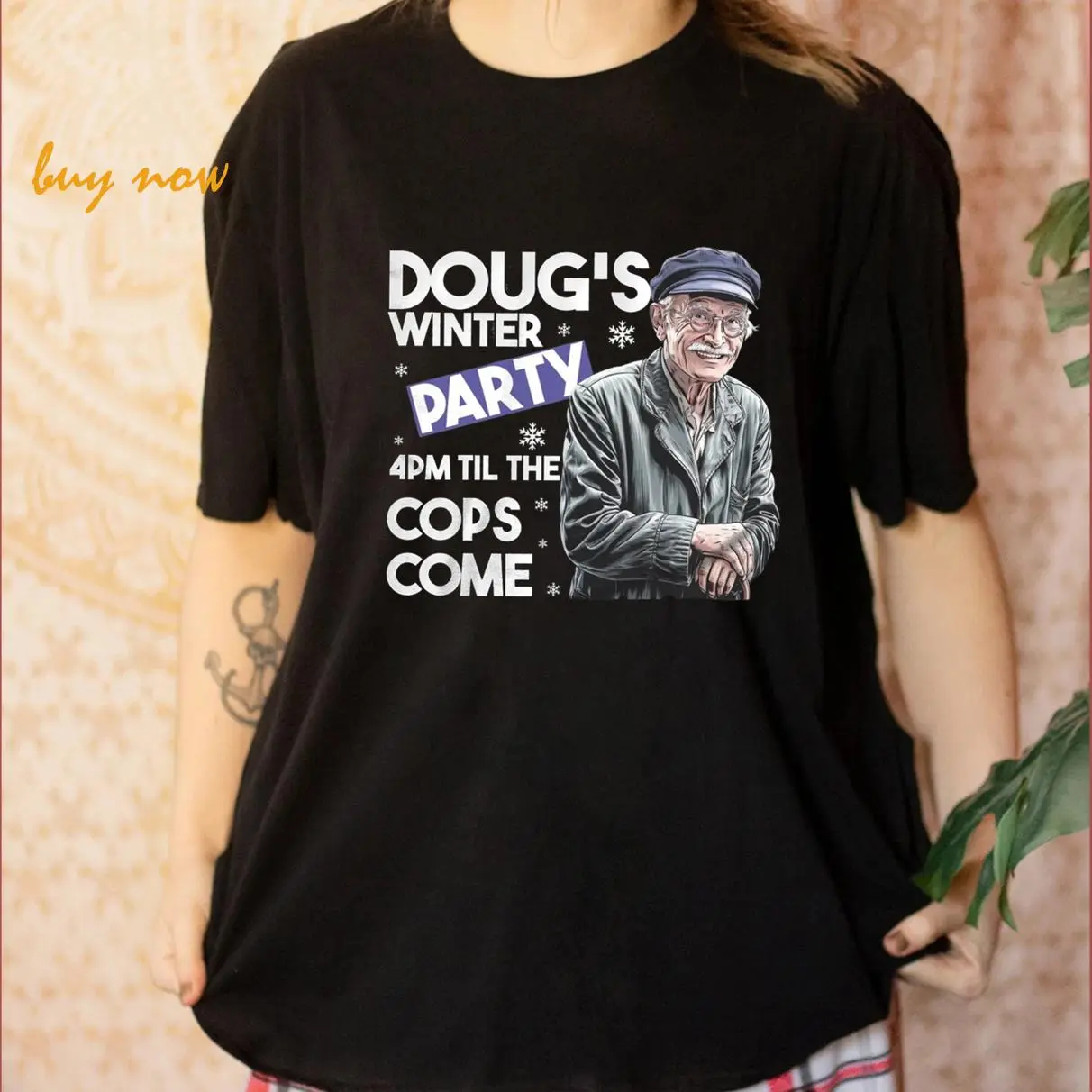 Dougs Winter Party tshirt, 4 PM Until The Cops Arrive Sweatshirt, Trendy Viral Winter tee, Doug's Winter Celebration, Full Color