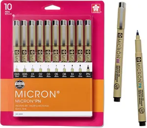 SAKURA Pigma Micron Fineliner Pens - Archival Black Ink Pens - for Writing, Drawing, or Journaling - Assorted Point Sizes - 10 Pack