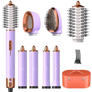 CEWIXI 6 in 1 Air Styling & Drying System: Automatic Rotating Hot Air Brush, Curling Iron with Storage Case | Style, Curl and Touch Up Hair