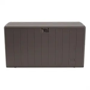 Plastic Development Group 105 Gallon Outdoor Patio Storage Deck Box, Driftwood