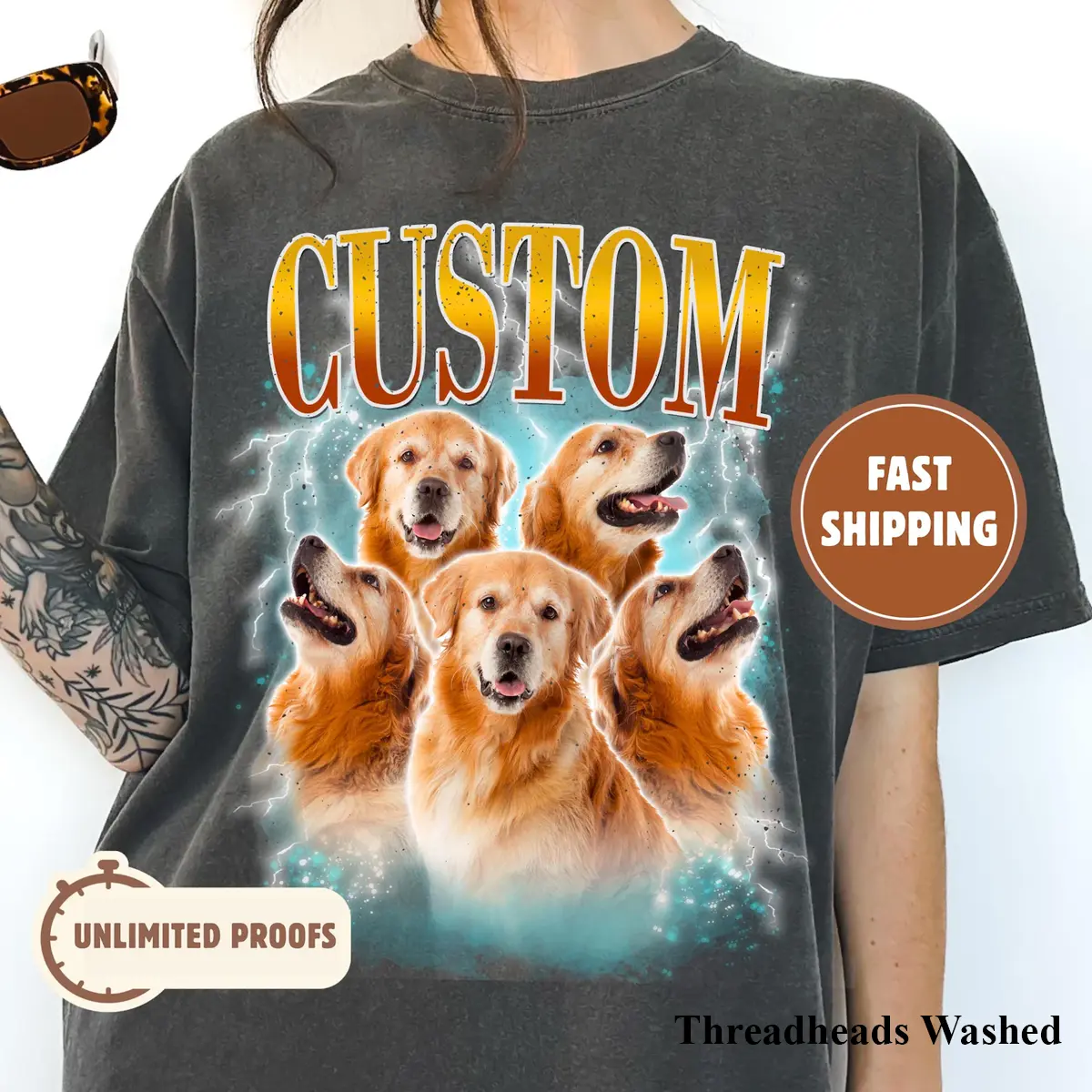 Custom Comfort Colors Vintage Bootleg Pet Shirt Pet Photo + Name Custom Dog Portrait Personalized Shirt Custom T Shirts Cat Shirt 90's Tee