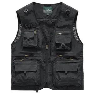 Men's Black Multi-Pocket Utility Photographer's Vest for Anglers – Ideal for Outdoor Work & Fishing Trips