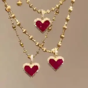 Heart of the Ocean Necklace, Forever Love Heart Necklace Pendant Shining Crystal Zircon Jewelry Gifts For Women