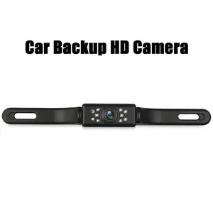 HD Car Backup Camera with Night Vision, 9 LED, Front & Rear View, IP69K Waterproof License Plate Reverse Camera for Cars, SUVs, Trucks, RVs