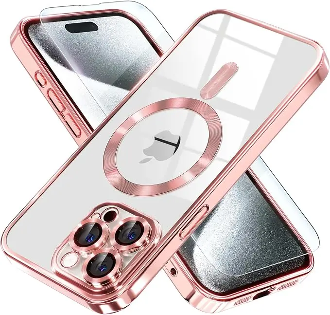 Entronix Case for Apple iPhone 16/15/14/13/12/11 Plus/Pro Max - [MagSafe-Compatible] Glossy Cover & 1 Clear Screen Protector, Smartphone Accessories