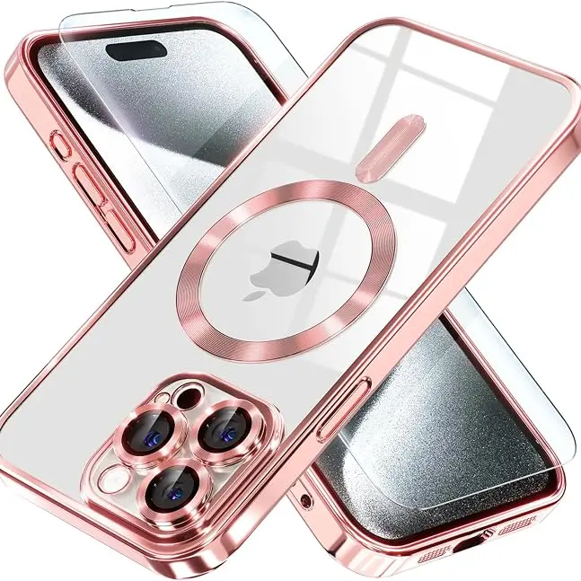 Entronix Case for Apple iPhone 16/15/14/13/12/11 Plus/Pro Max - [MagSafe-Compatible] Glossy Cover & 1 Clear Screen Protector, Smartphone Accessories