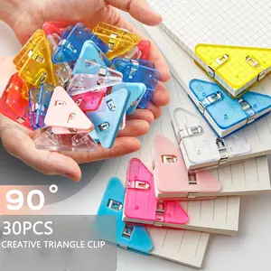 5/10/30-piece coloured acrylic triangular clips - versatile paper and note clips, book corner ring binders, ideal for desk organisation, durable PMMA material, perfect for office and home organisation essentials.