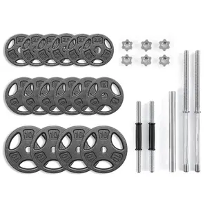 Athletic Works 100LB Black Cast Iron Standard Weight Plate Sets, Used as Both Dumbbell and Barbell,1-inch Holes Fit Standard Sized Bar