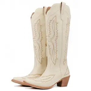 Cowboy Boots For Women Knee High BootsPointy Toe Women's Western Boots Chunky Heel Cowgirl Boots