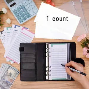 Cash Budget Binder with Zipper Pockets, Includes 8 Ring Binders, 12 Budget Cards, 2 Stickers, Ideal for Home, School, Office, Dormitory