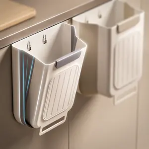 Foldable Hanging Kitchen Trash Can for Cabinet Door，Space-Saving Collapsible Garbage Bin, Heavy Duty Household Waste Basket