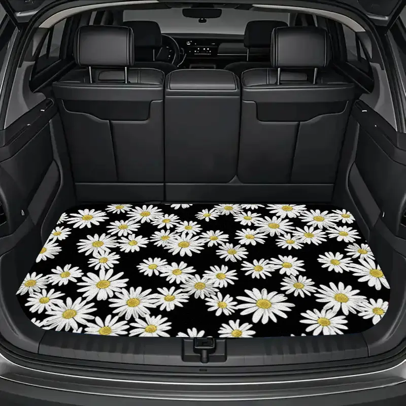 JOYFINITY 1pc Daisy Themed Trunk Mat,Durable Polyester, Universally Applicable for Trucks And Suvs, Ideal for Gifts, Holiday Decor, Non-Slip And Wear-Resistant, Perfect for Halloween, Christmas, And Gifting to Loved Ones