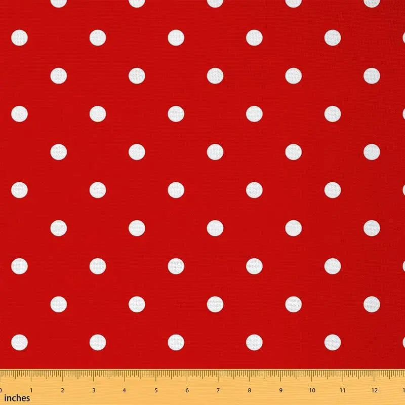 Polka Dots Fabric by The Yard,3 Yards,Christmas Theme Upholstery Fabric,Geometric Circle Print Waterproof Fabric,New Year Red Fabric, Outdoor, Geometric Print
