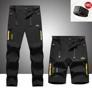Outdoor Quick-drying Men's Mountaineering Charging Pants High Elastic Removable Shorts Mountain Trousers Shorts Windproof, Waterproof and Wear-resistant