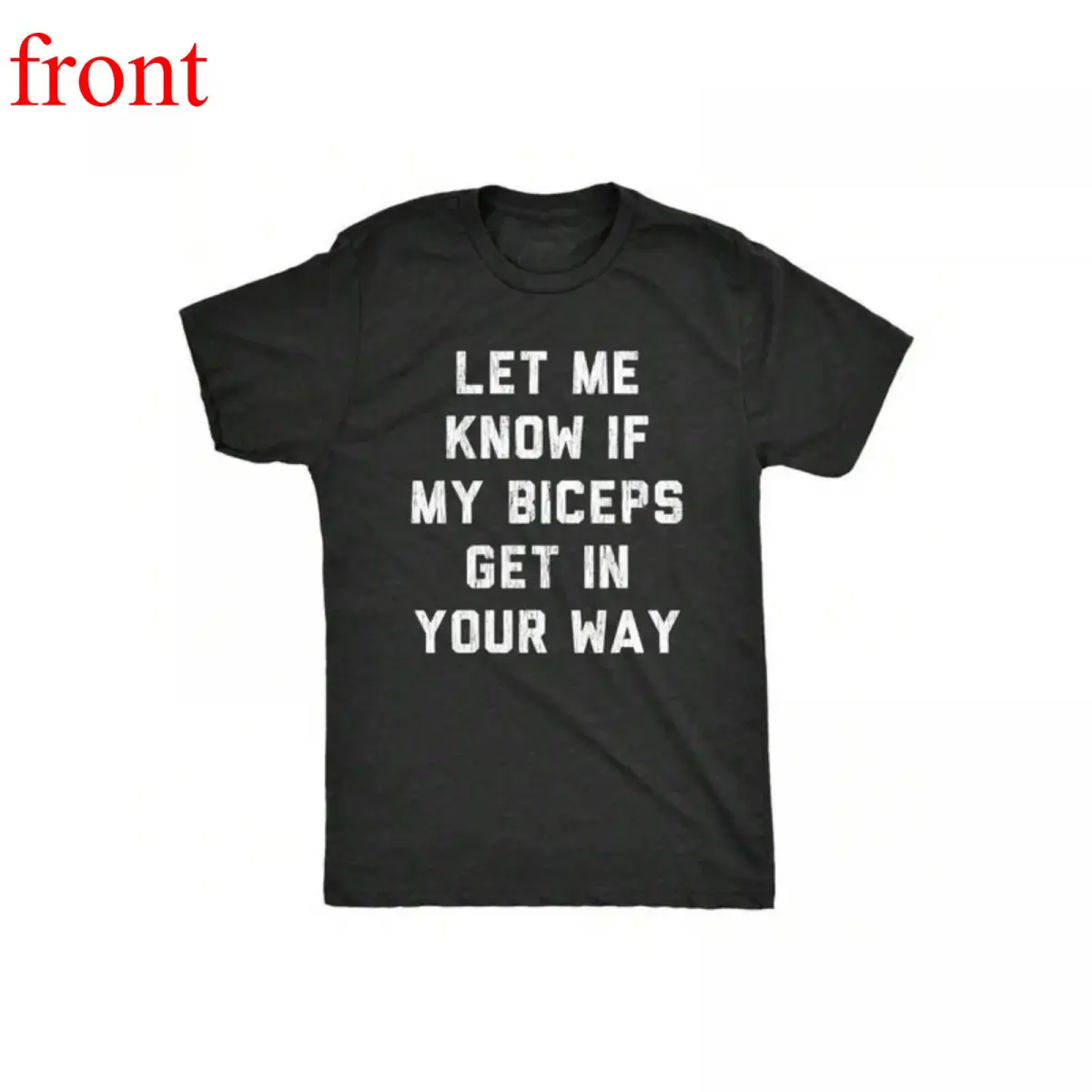 Men's Casual Fit T-Shirt, Boxy Cut Shortsleeve Top with HD Graphic Biceps Joke, Soft Drape Fabric, Prints on Demand for Gym, Childrens Day Gift, Streetwear, Chinese New Year