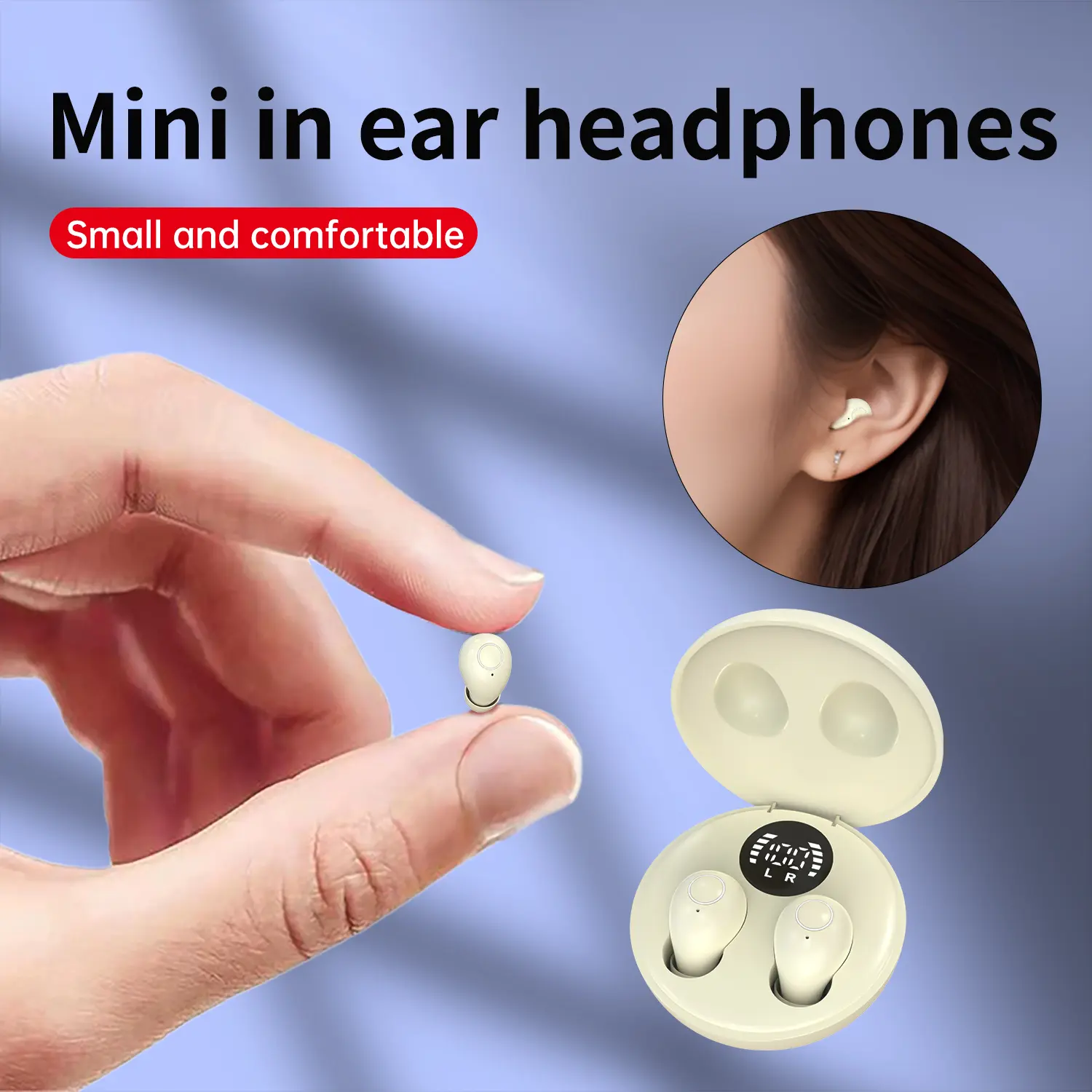 SK31 Mini Invisible Sleep Earbuds, Bluetooth 5.4 True Wireless, Ultra-Light Skin-Friendly Silicone, Comfortable for Side Sleeping, Work, Travel & Daily Use, LED Digital Display, Type-C Fast Charging