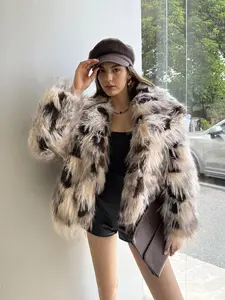 Women's Faux Fur Coat Block Collar Eco-Friendly Artificial Fur Warm Outerwear Casual European Style