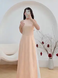 YẾM peach Gấm Áo Dài / Áo dài cách Tân / No Pants/ B51 | Ao Dai for Women| Lunar New Year | Ao Dai Viet Nam