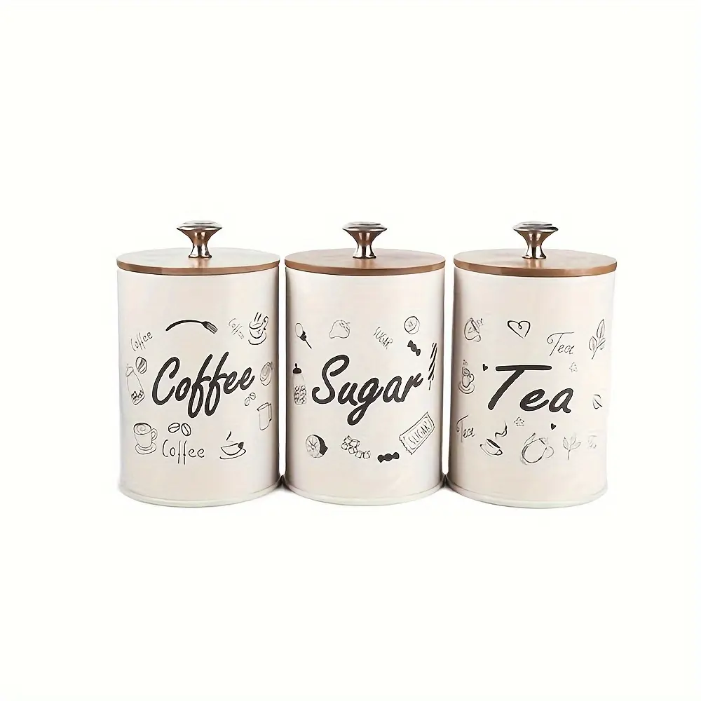 3pcs Set Sugar, Tea, and Coffee Canisters with Dust-Proof Bamboo Lids, Multi-Functional Storage Box for Tea, Coffee, and Sugar, Mason Jar Candle Canisters for Home, Pink Tea Accessories, Coffee Accessories, Kitchen Supplies