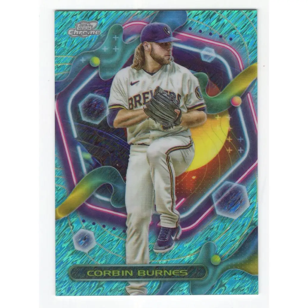 2023 Topps Chrome Cosmic Corbin Burnes Aqua Equinox Refractor #12 Serial #'d /199 (Brewers)