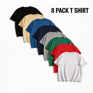8 Pack 100% Cotton T-Shirts For Men And Women Oversized Crew Neck T Shirts Loose Fit Short Sleeve Summer Casual Plus Size Workout Tee Tops