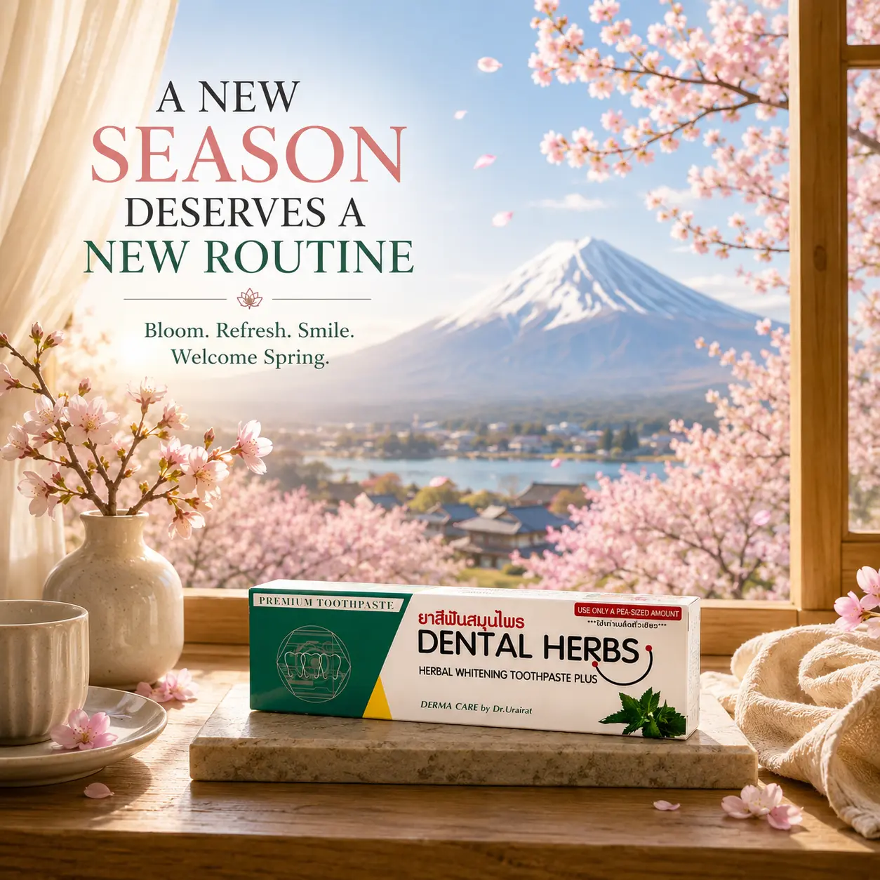 Herbal Toothpaste for Daily Oral Care | Natural Toothpaste | Fresh Breath | Healthy Gums | Spring Wellness Collection | Travel-Friendly 80g