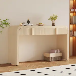 ARCH TREXM Modern Console Table with 2 Storage Drawers, Fluted Entryway Table with Rounded Silhouette for Hallway Living Room and Entryway (Apricot Cream)