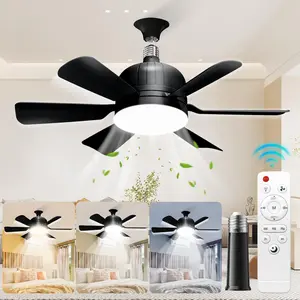 20" Socket Ceiling Fan with Light & Remote, 30W 2000 Lumens, 3000-6000K Color Temperature, 6-Speed Wind for Bedroom, Living Room, Home Supplies