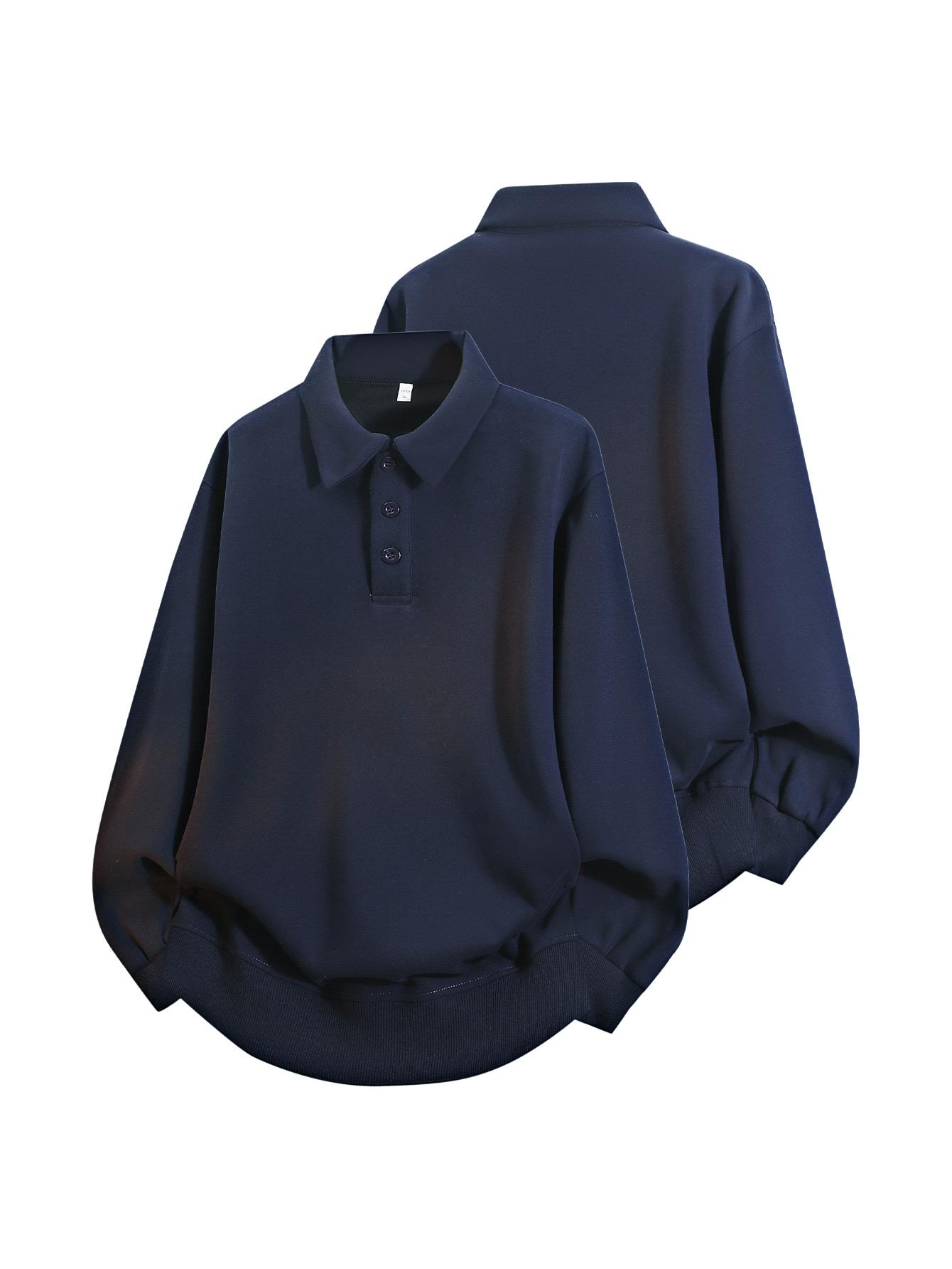 CCCMAI Men's Regular Fit Casual Comfy Long Sleeve Half Button Turn-Down Collar Polo Shirt for Spring Fall Breathable Fashion Solid Tops Menswear Plain