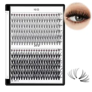 240PCS 10D /20D Mixed,8-12mm,10-14mm,12-16mm,14-18mm,16-20mm Cluster C Curl Natural False Eyelash Extension Soft Eyelashes Extensions (16-20mm Mixed)