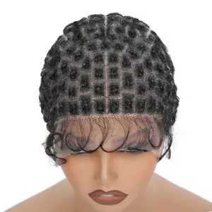 Double Full Lace Crochet Wig Caps With Natural Knots And Baby Hair Easy For Wig Making, Breathable Lace Braided Cap For Crochet Braids, Glueless Hair Net With Bang(125 Knots)