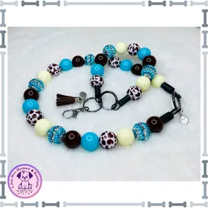 "Cowgirl Nights" Chunky Glam Acrylic Bead Collar (18 Inches) with matching Keychain