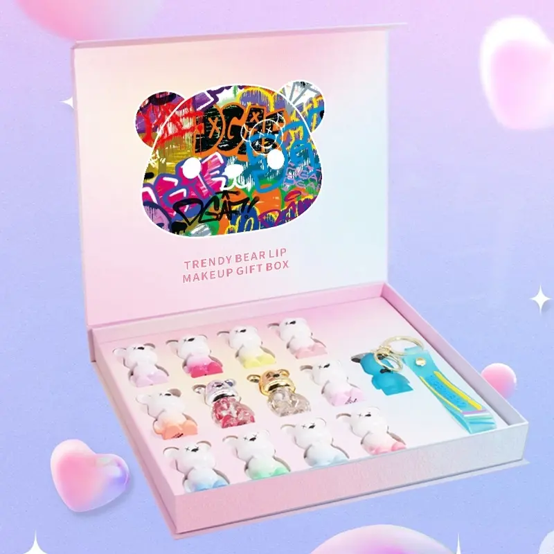 Bear lip glaze set pendant cute natural Trendy Lipgloss Glittery Lip Gloss