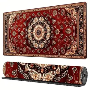 Bohemian Style Mouse Pad, Persian Carpet Pattern Desk Mat, Non-Slip Rubber Base, Washable Large Gaming Mouse Pad, 35.4x15.7 Inches, Office, School, Home