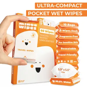 Mini Travel Wipes (Credit Card Size) – Ultra Compact Pocket Wet Wipes for Hand & Face