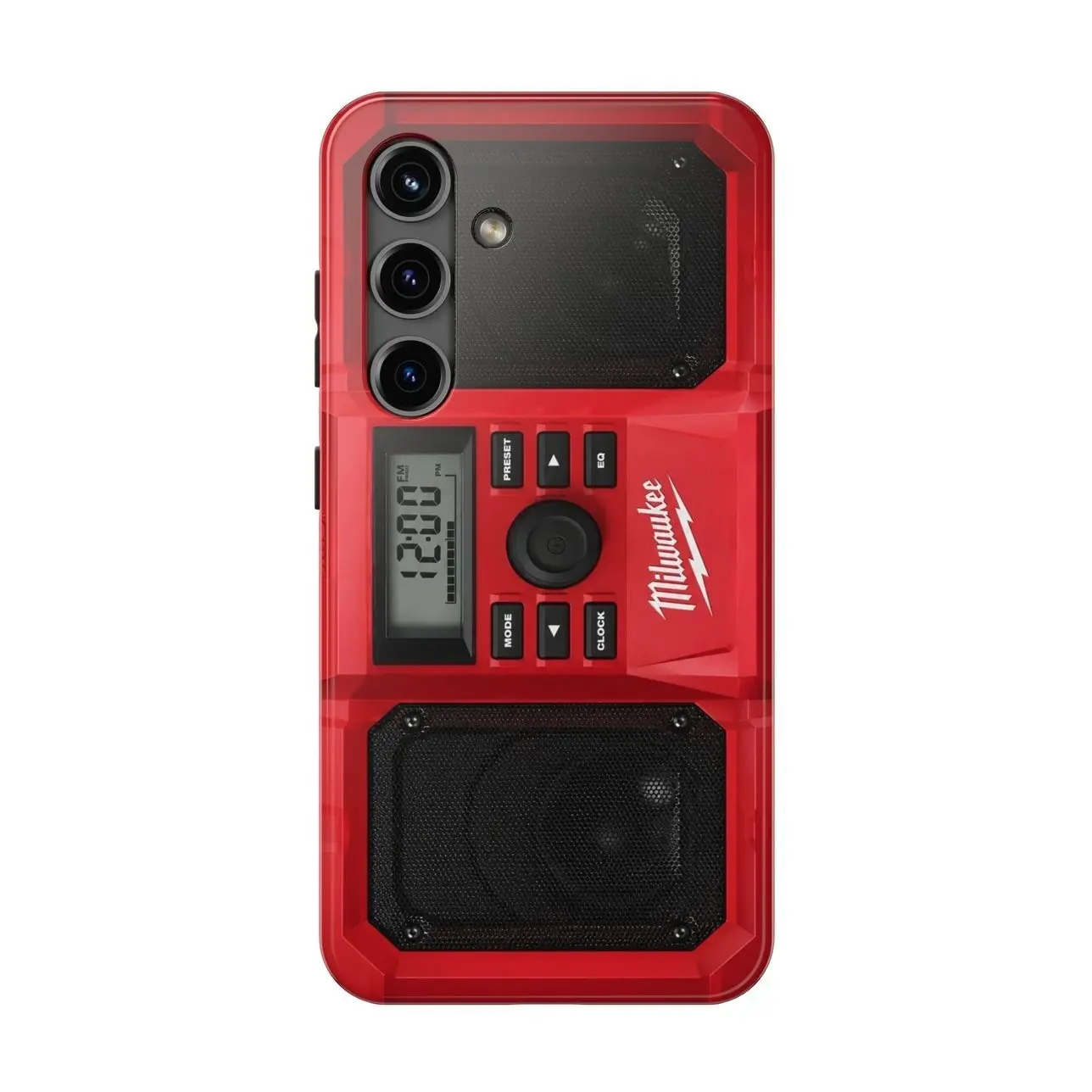 Milwaukee Jobsite Radio Phone Case – Red Bluetooth Worksite Speaker Graphic Rugged Protective Cover, Phone Cover for iPhone 7-17 Pro Max / for Samsung S21-S25 Ultra T