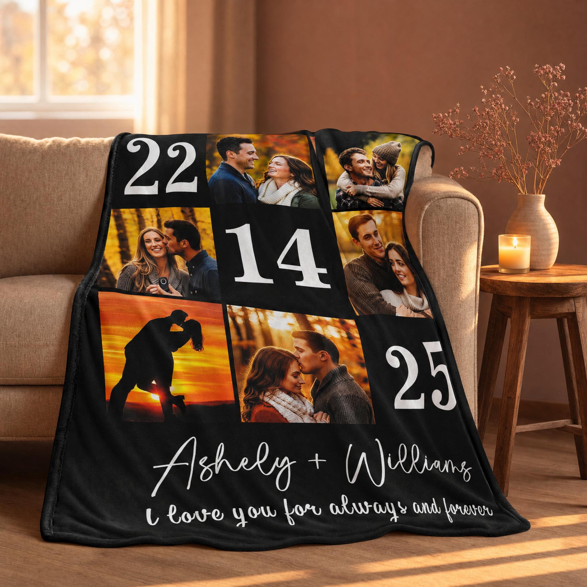 Custom Blanket with Picture Wedding Anniversary Valentines Day Gifts for Him Her Personalized Photo Blankets I Love You Couple Gift for Women Boyfriend Girlfriend Wife Husband