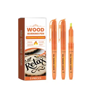Wood Burning Marker Pen Set for DIY Woodworking - Thermochromic Dye & Epoxy Resin - Easy Charring Tool for Wood Engraving & Creative Projects - 3 Pieces Gel Olive Fountain Pen Bilingual Civics Test Flash Cards Combo Adjustable Focus Vision Aid