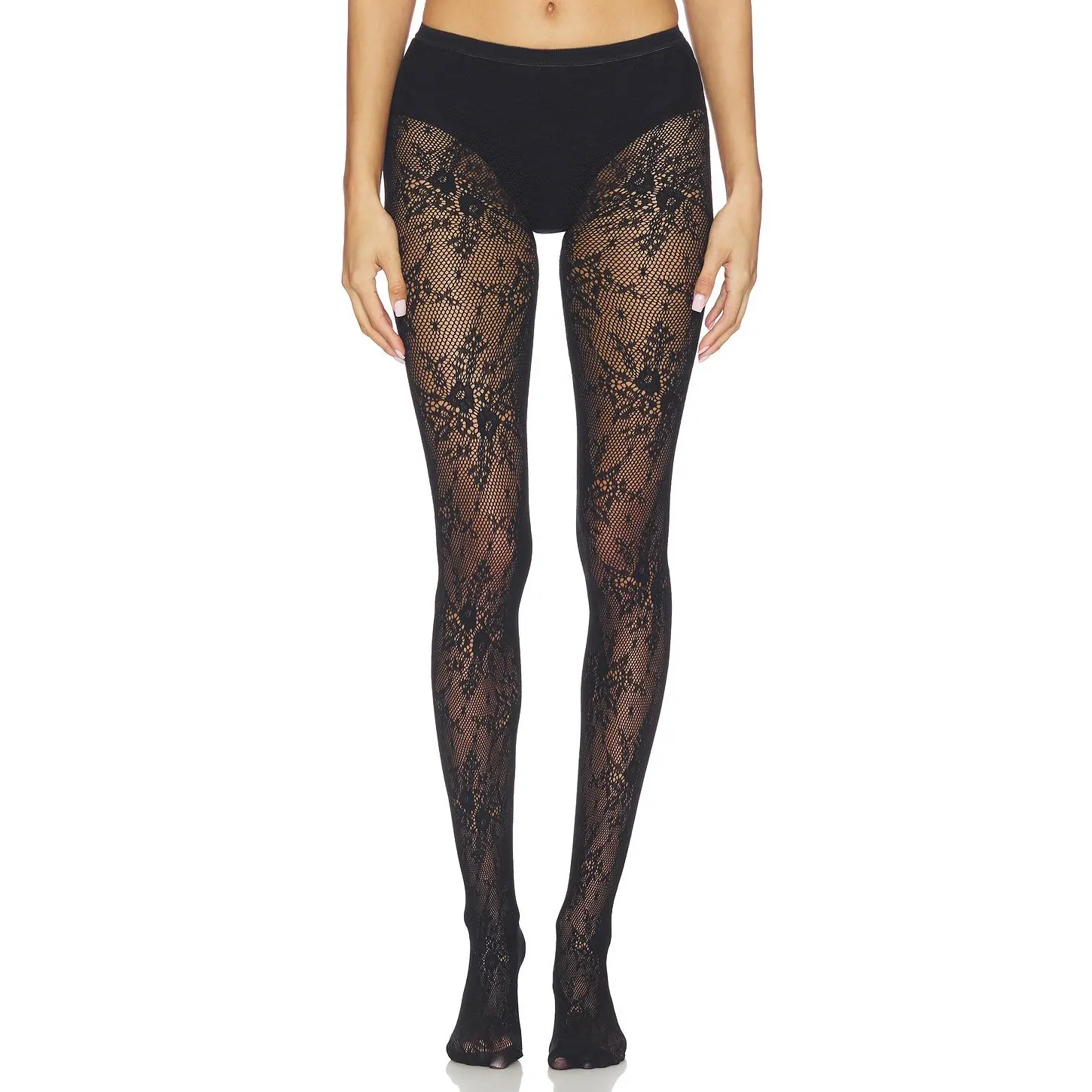 SWEDISH STOCKINGS Rosa Lace Tights in Black