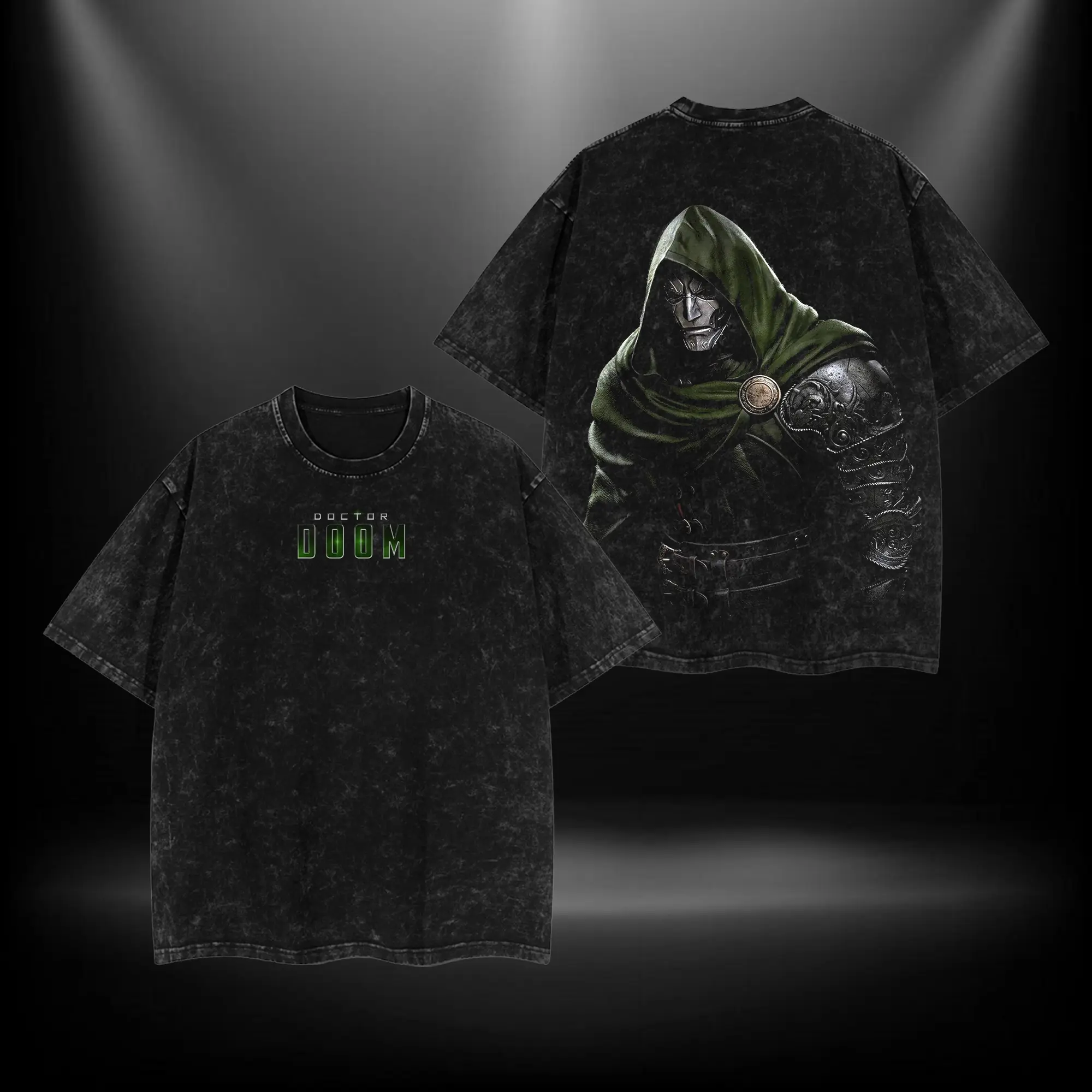 DR.DOOM Comic Double Printed Oversize Lightweight Acid Washed Tee TV Series Graphic Top Cotton Streetwear T-Shirt boys merch Men's Regular Fit Floral Print Tee Oversized Apparel