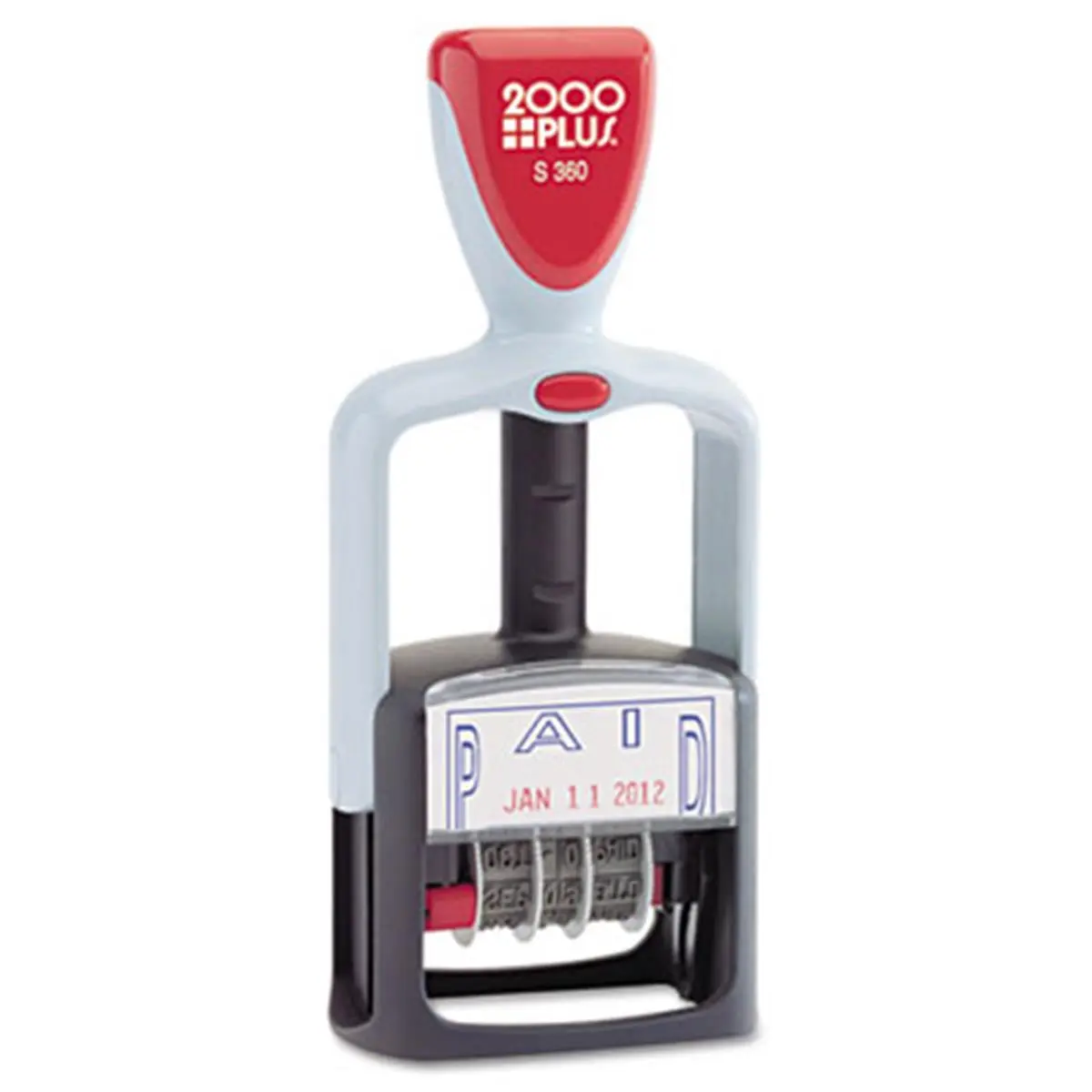212 MAIN 2000 PLUS 2-Color Self-Inking Consolidated Stamp Dater, 4-Band, Paid Message, Plastic Frame, Office Supplies for Date Stamping