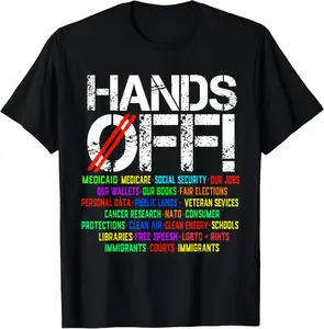 Hands Off Protest Social Security And Medicare Protest Summer Casual Shortsleeve Cotton T-Shirt
