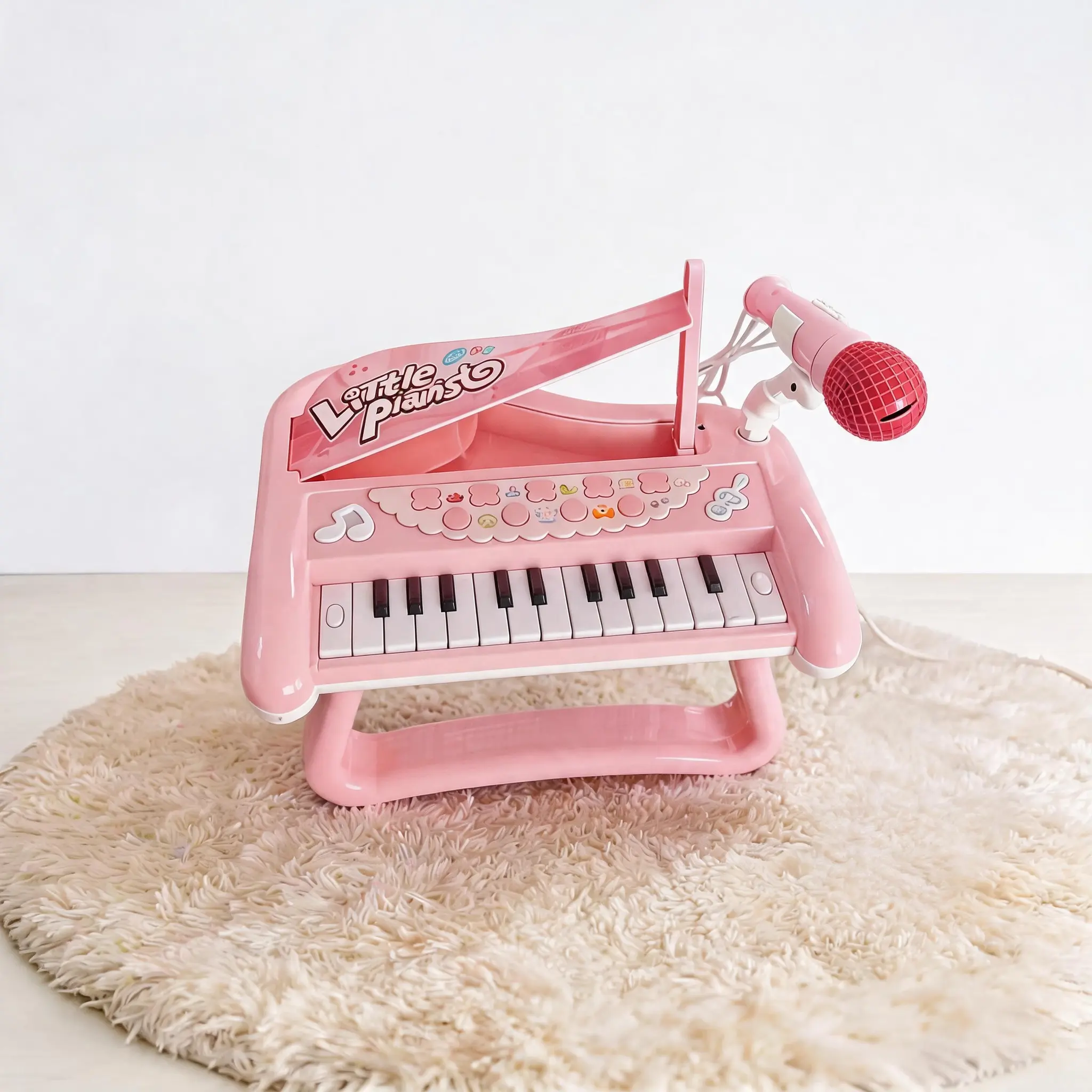 Baby piano music education toy,built in music with LED lights and kpop microphone,boost children's confidence,mom approved kids musical toys,perfect girl birthday gift idea