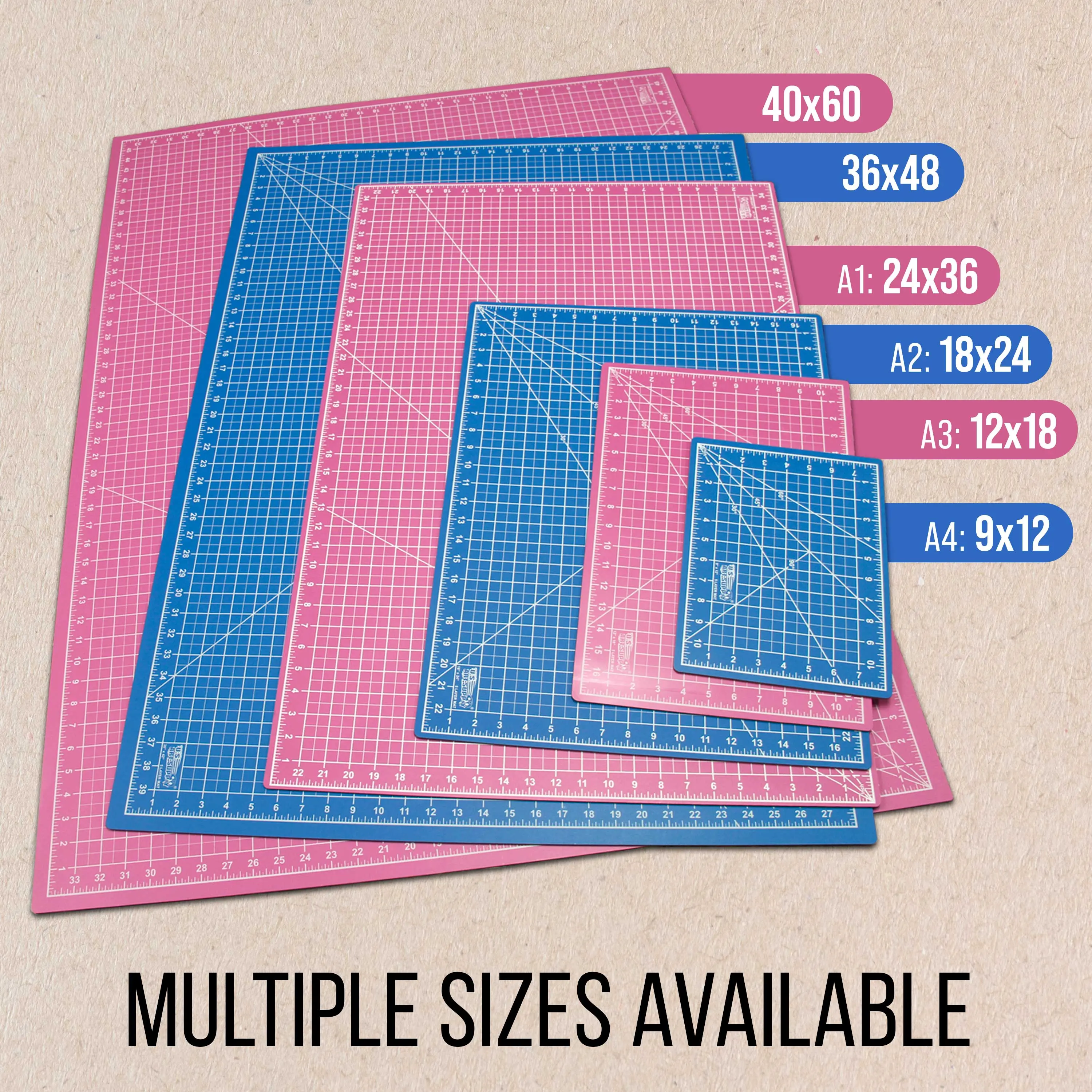 9" x 12" Self-Healing Cutting Mat 5-Ply - Double-Sided Pink/Blue Craft Mat, Non-Slip Cutting Mats for Crafts, Sewing, Quilting, Scrapbooking