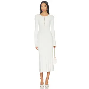 L'Academie by Marianna Wanda Knit Long Sleeve Dress in Ivory