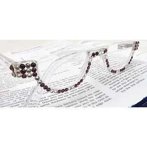 Half Moon, (Bling) Reading Glasses For Woman Adorned W (Clear, Amethyst) Genuine European Crystals, (Translucent) Lower Nose NY Fifth Avenue