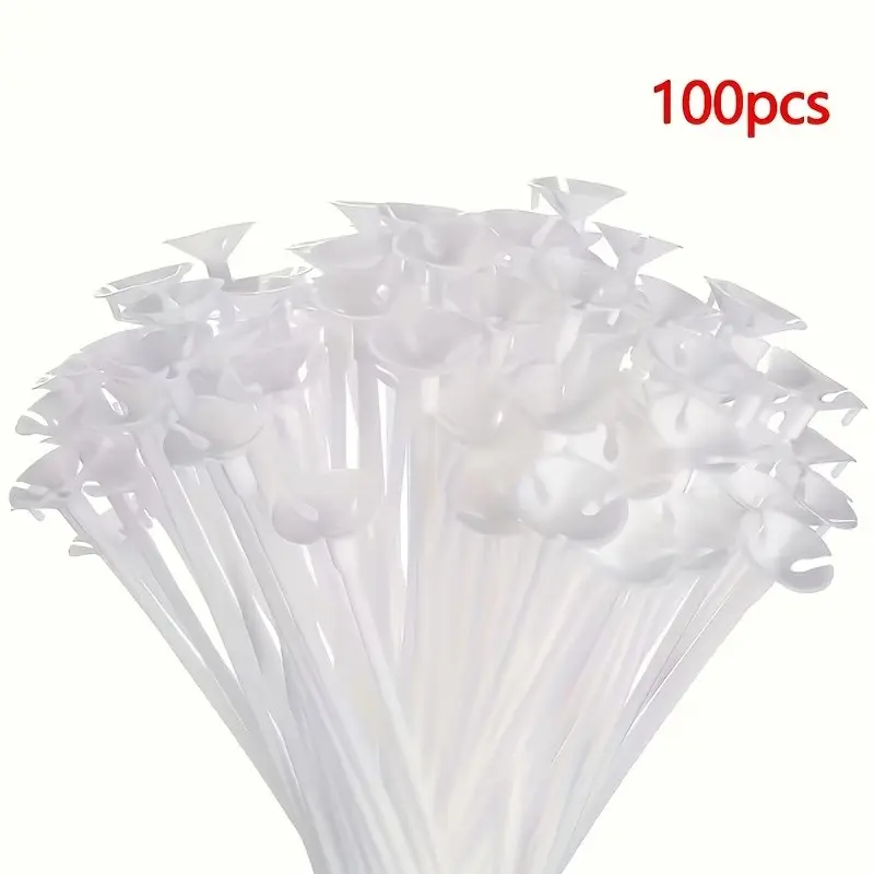 100 Plastic Balloon Sticks and Cups, Reusable Balloon Holder Decorations Displays, Balloon Party Supplies for Parties, Weddings, Birthdays, Christmas, Halloween, Festive Events