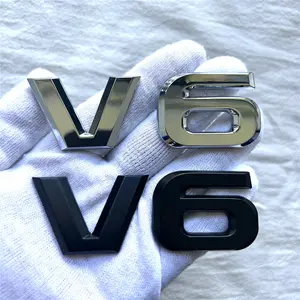 New 2026 V6 metal car logo is suitable for body trunk tail side sticker decorative decal accessories car decoration accessoriess