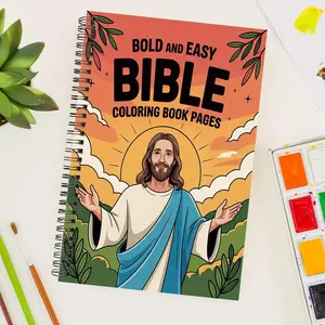Jesus Bible Coloring Book, 30 Unique Designs Spiral Bound Art Book, Creative Stress Relief Art Book for Teens, Men and Women